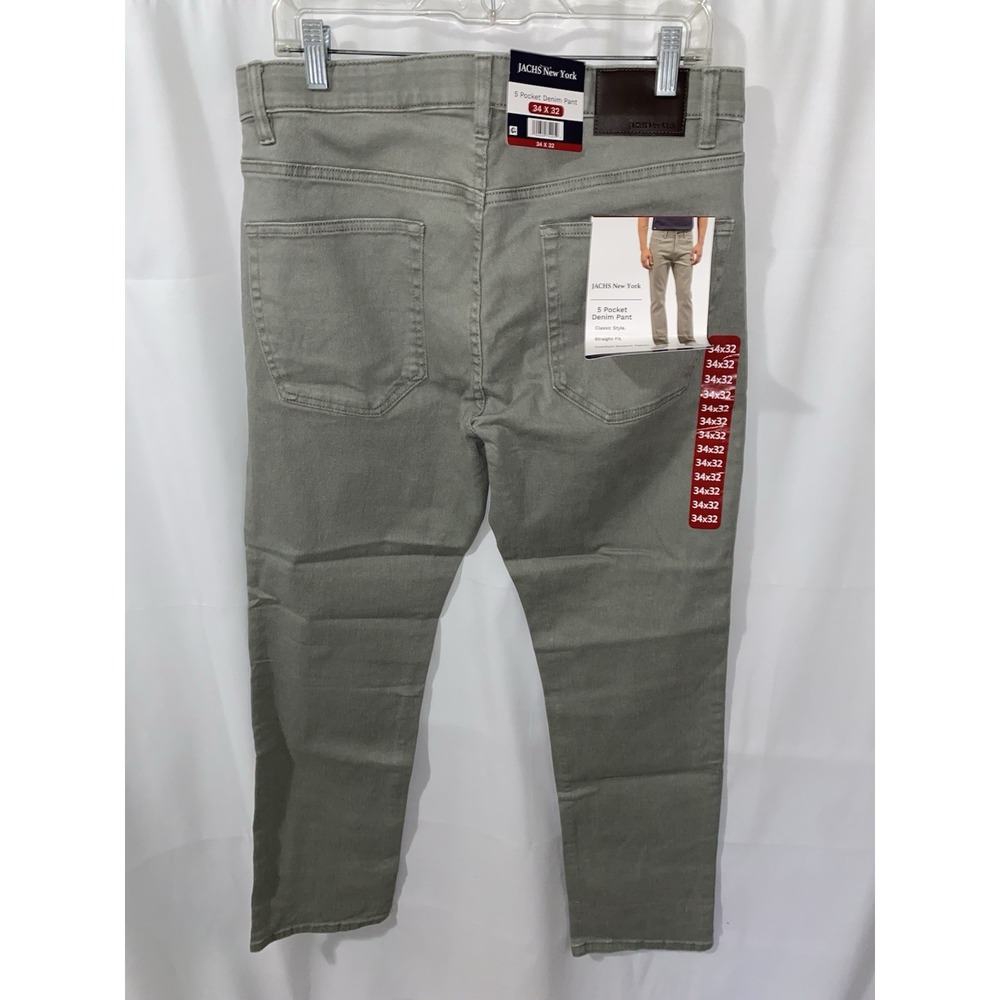 NWT JACHS New York Men's Straight Fit Stretch 5-Pocket Casual Pants Olive 34x32